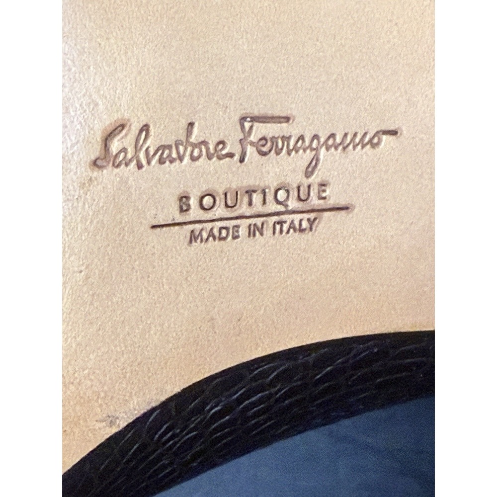 Salvatore Ferragamo Boutique Brown Croc Embossed‎ Leather Pumps 7.5B Italy - Picture 6 of 8